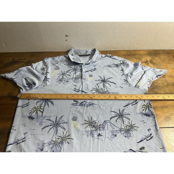 Travis Mathew Men's Hawaiian Print Polo Shirt Short Sleeve XXL Blue Pineapple - Picture 6 of 9